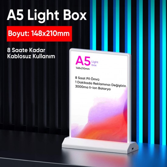 148mm x 210mm A5 Çift Taraflı Şarj Edilebilir Light Box 148mm x 210mm A5 Çift Taraflı Şarj Edilebilir Light Box