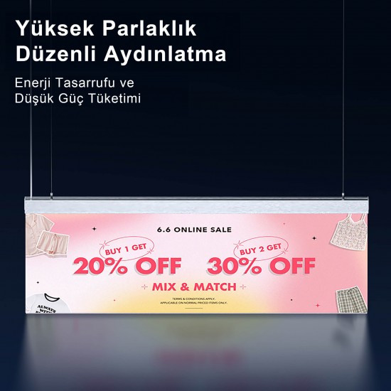 1200mm 450mm Çift Taraflı Askılı Led Işık Kutusu 1200mm 450mm Çift Taraflı Askılı Led Işık Kutusu